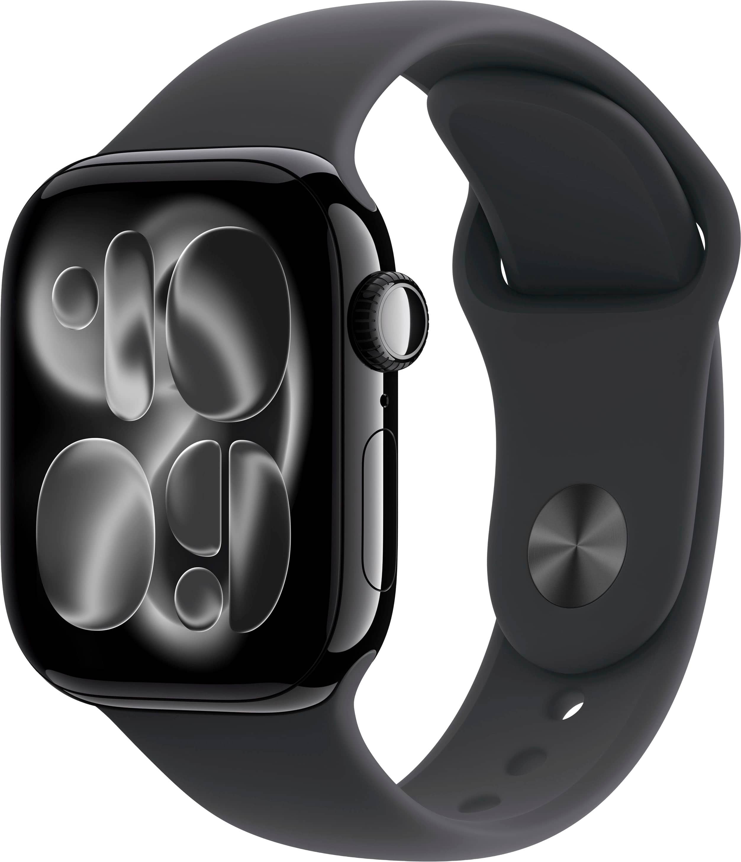 Apple Watch Series 11 (GPS+Cellular) 42mm Aluminum Case with Black Sport Band - M/L - Jet Black (AT&T) - (2025) product image