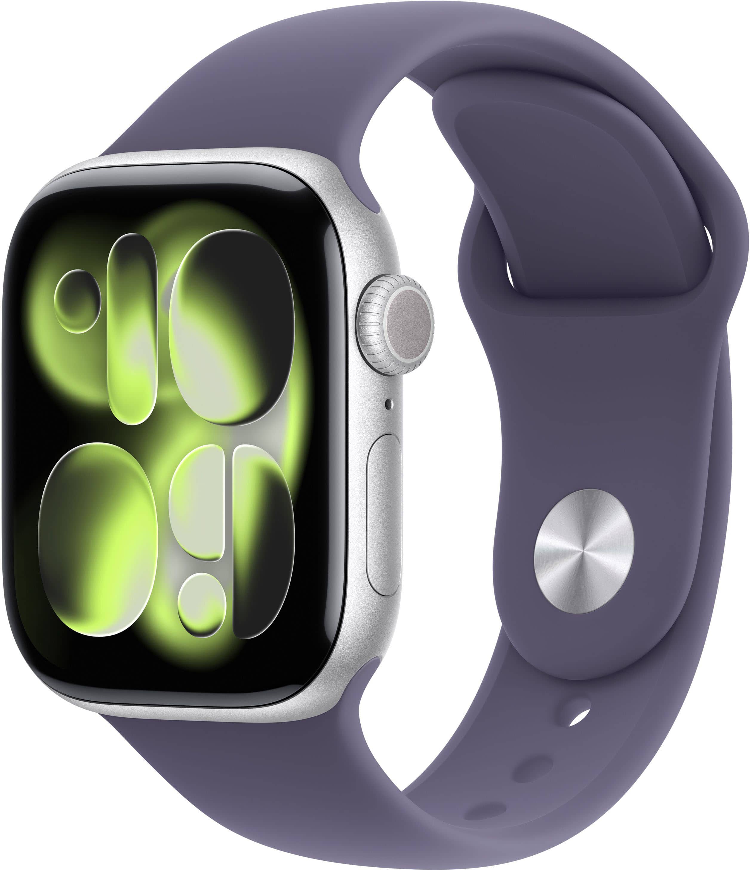 Apple Watch Series 11 (GPS+Cellular) 42mm Aluminum Case with Purple Fog Sport Band - S/M - Silver (AT&T) - (2025) product im…
