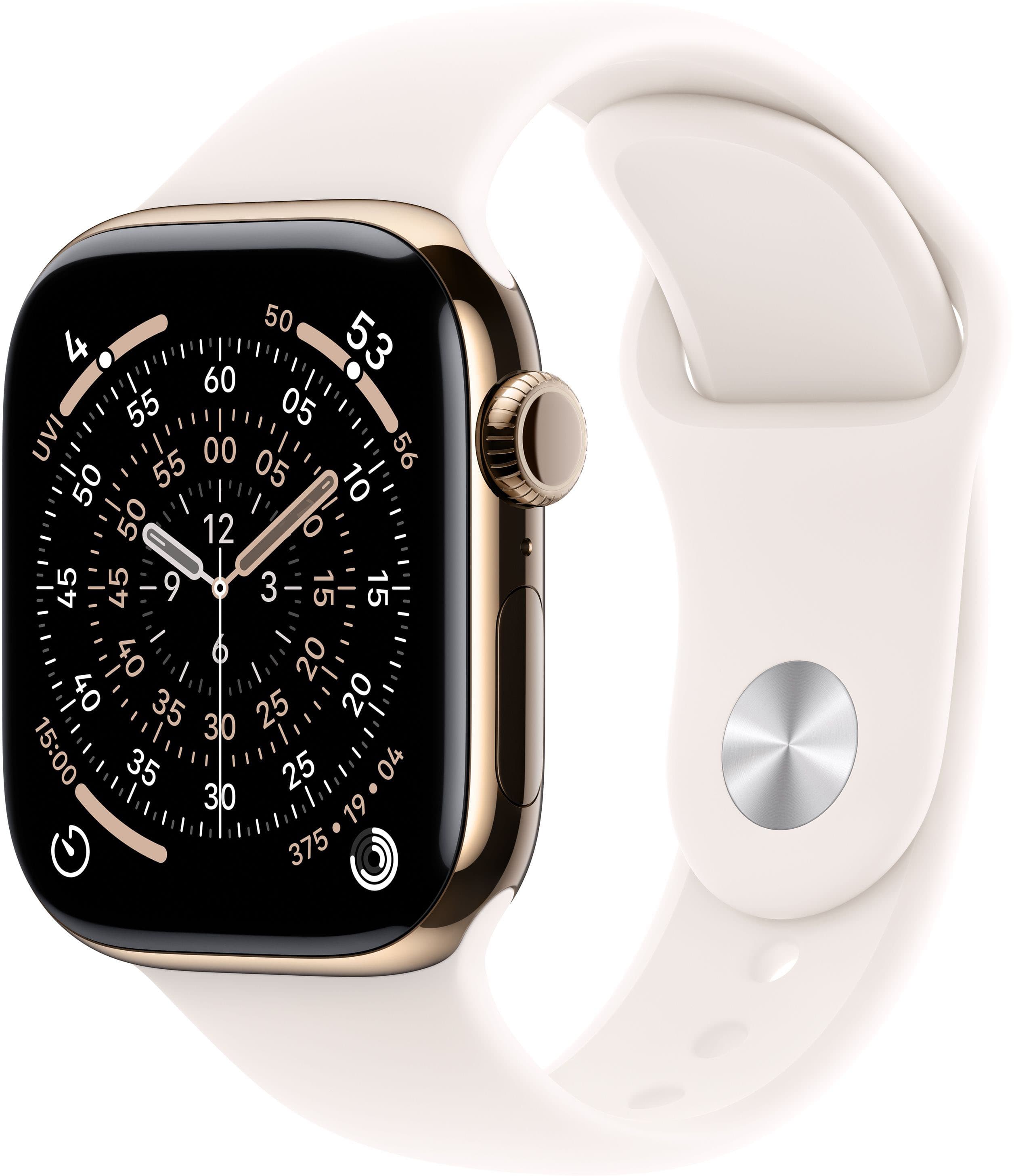 Apple Watch Series 11 (GPS+Cellular) 42mm Titanium Case with Light Blush Sport Band - S/M - Gold (AT&T) - (2025) product ima…