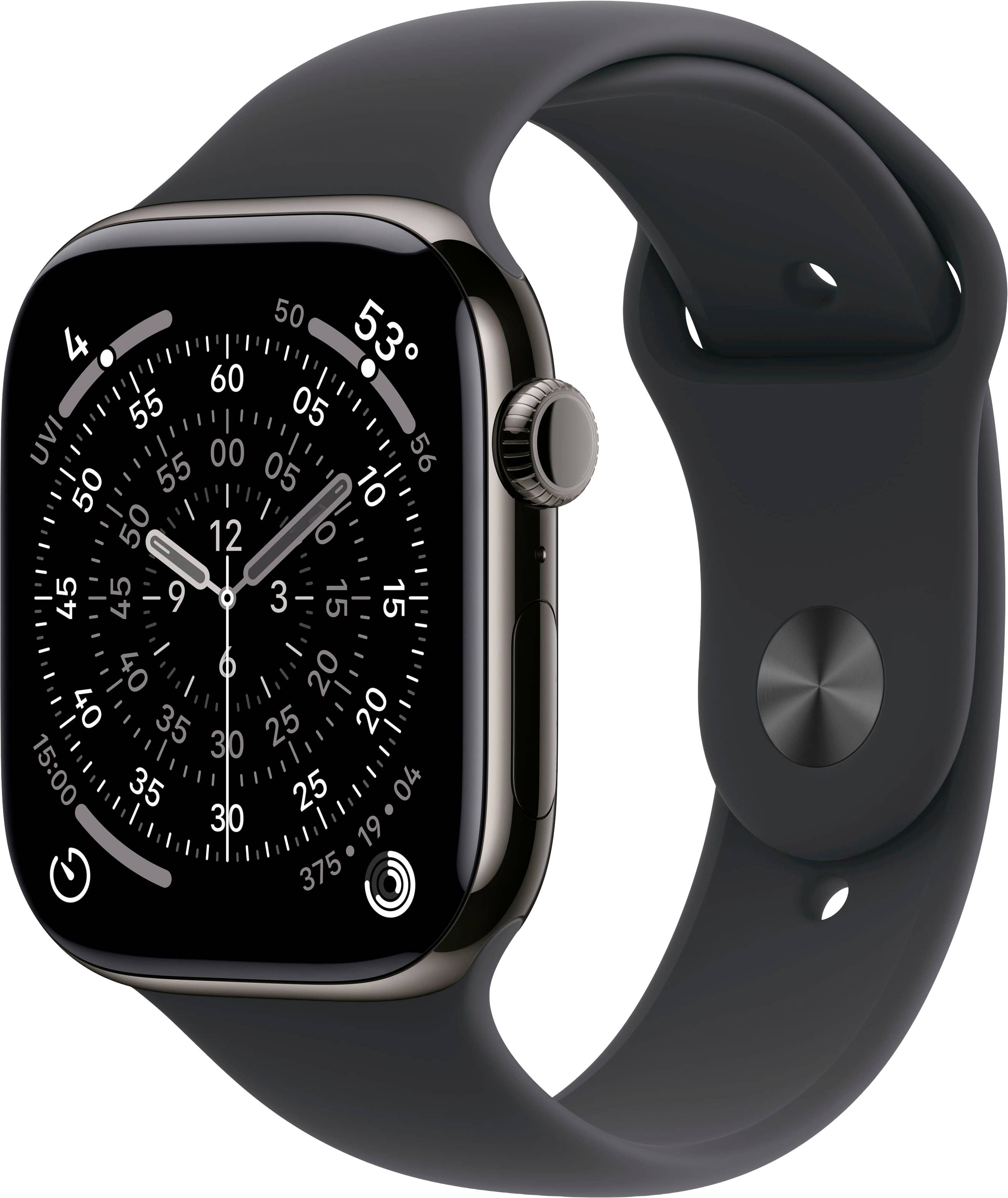 Apple Watch Series 11 (GPS+Cellular) 46mm Titanium Case with Black Sport Band - M/L - Slate (Verizon) - (2025) product image
