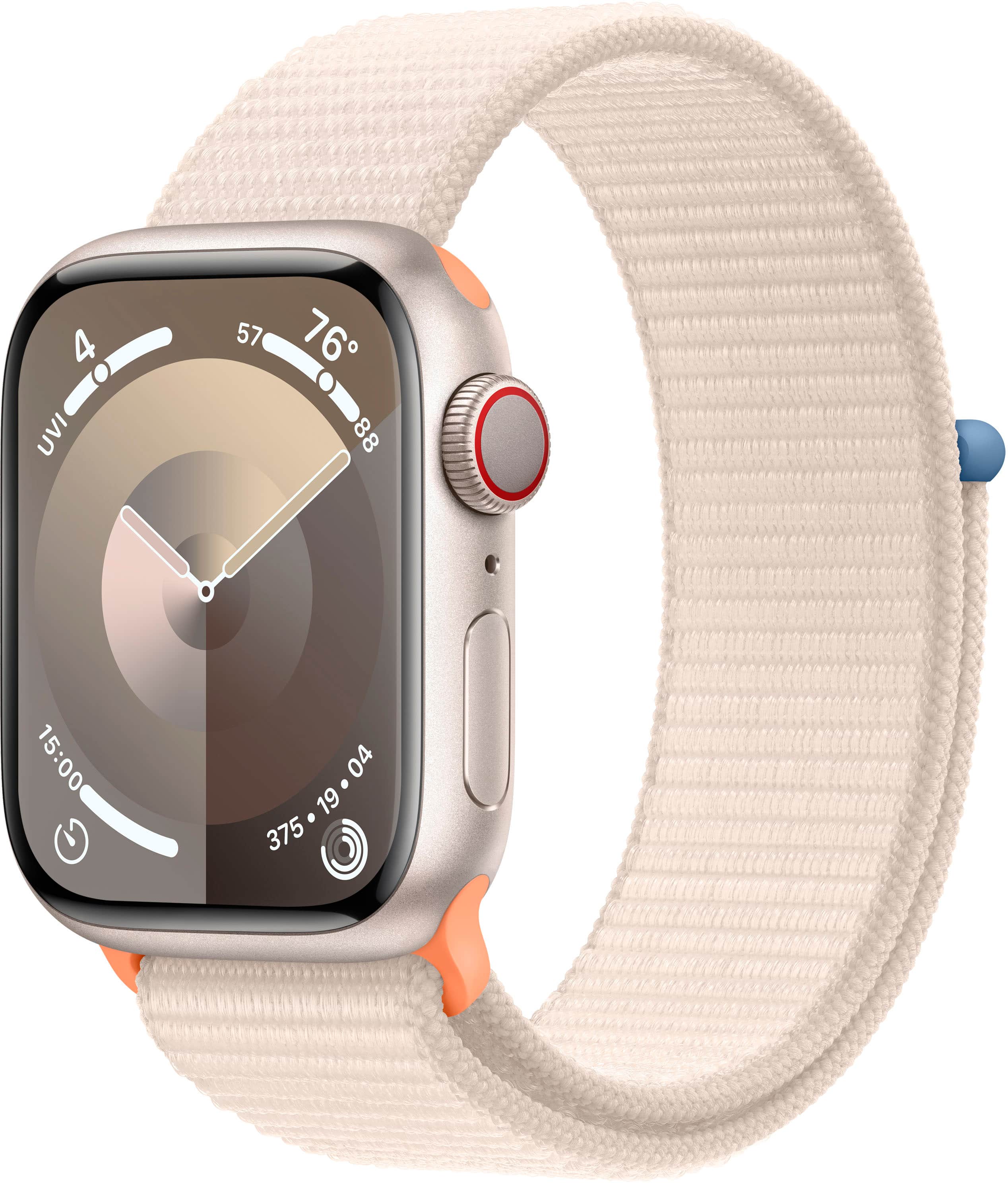 Apple Watch Series 9 (GPS + Cellular) 41mm Starlight Aluminum Case with Starlight Sport Loop with Blood Oxygen - Starlight -…