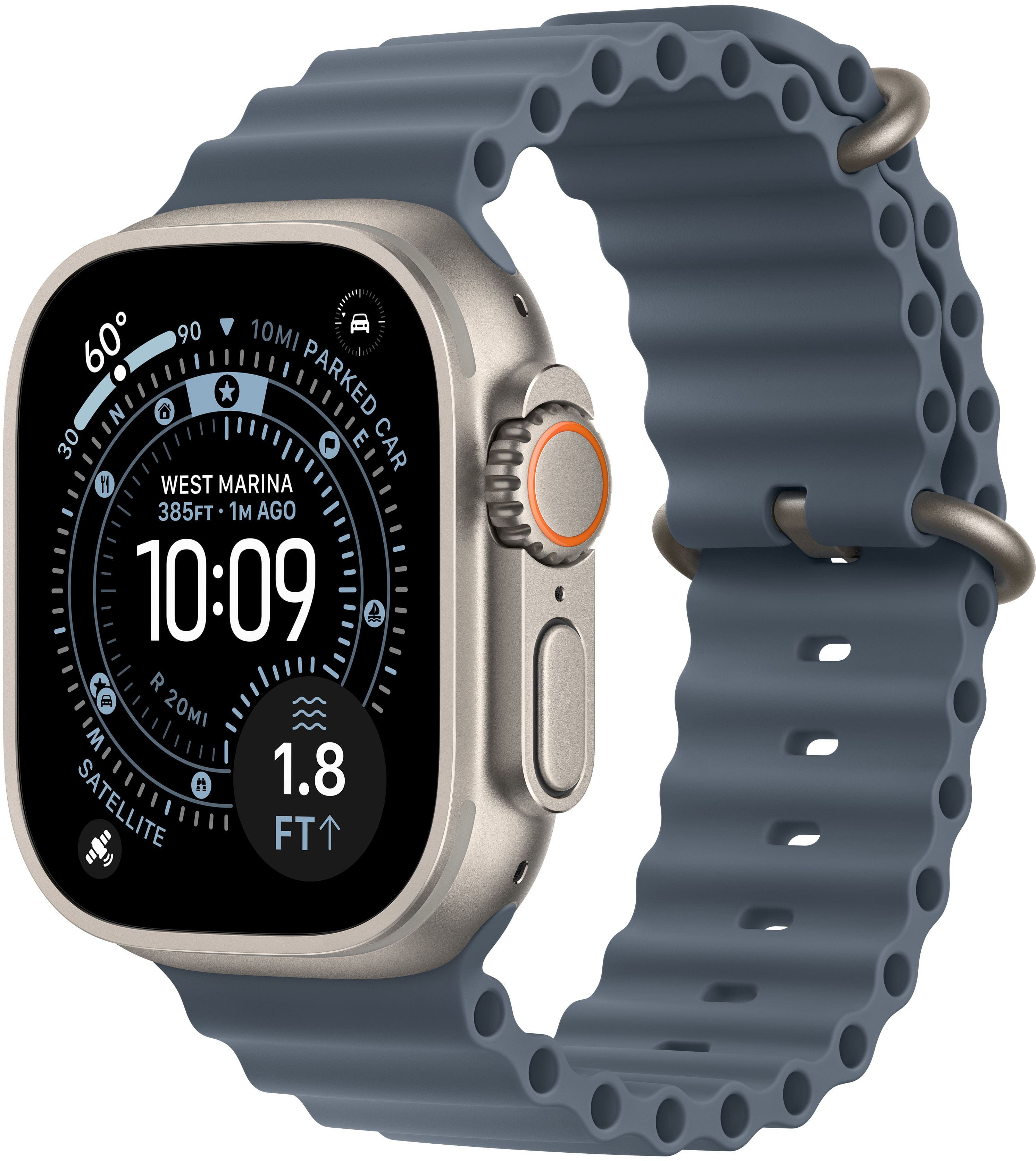Apple Watch Ultra 3 (GPS+Cellular) 49mm Titanium Case with Anchor Blue Ocean Band - Natural (Verizon) - (2025) product image
