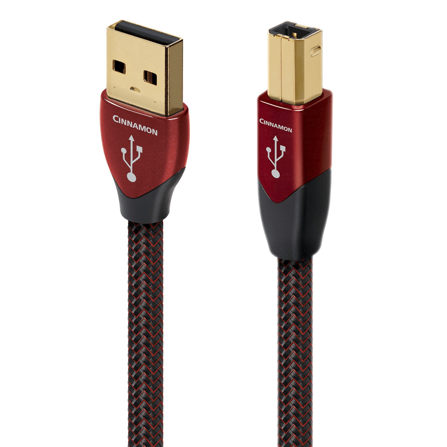 AudioQuest - Cinnamon USB-A > B 4.9' Digital High-Definition Audio Cable with USB-A to USB-B Connectors - Red on Black produ…