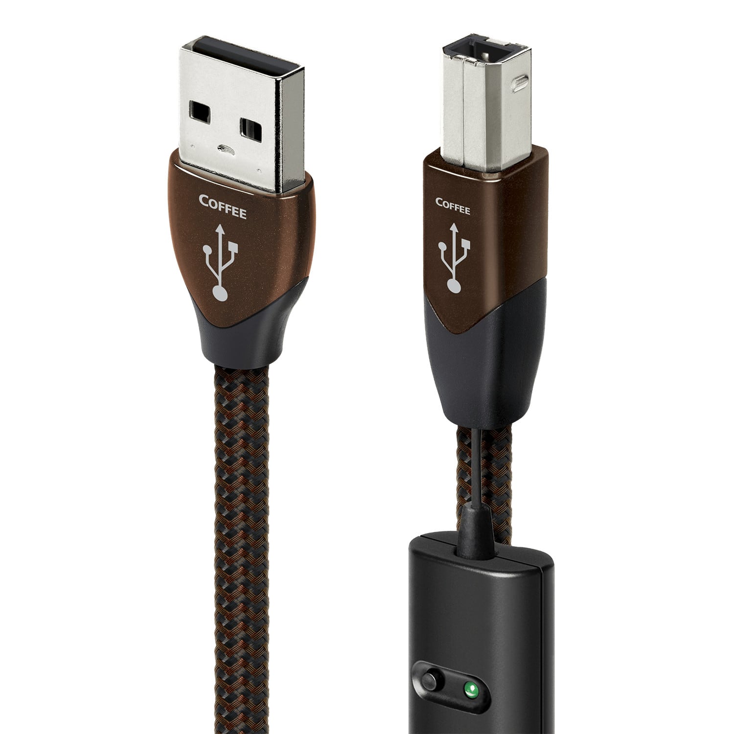 AudioQuest - Coffee USB-A > B 9.8' Digital High-Definition Audio Cable with USB-A to USB-B Connectors - Gray on Black produc…