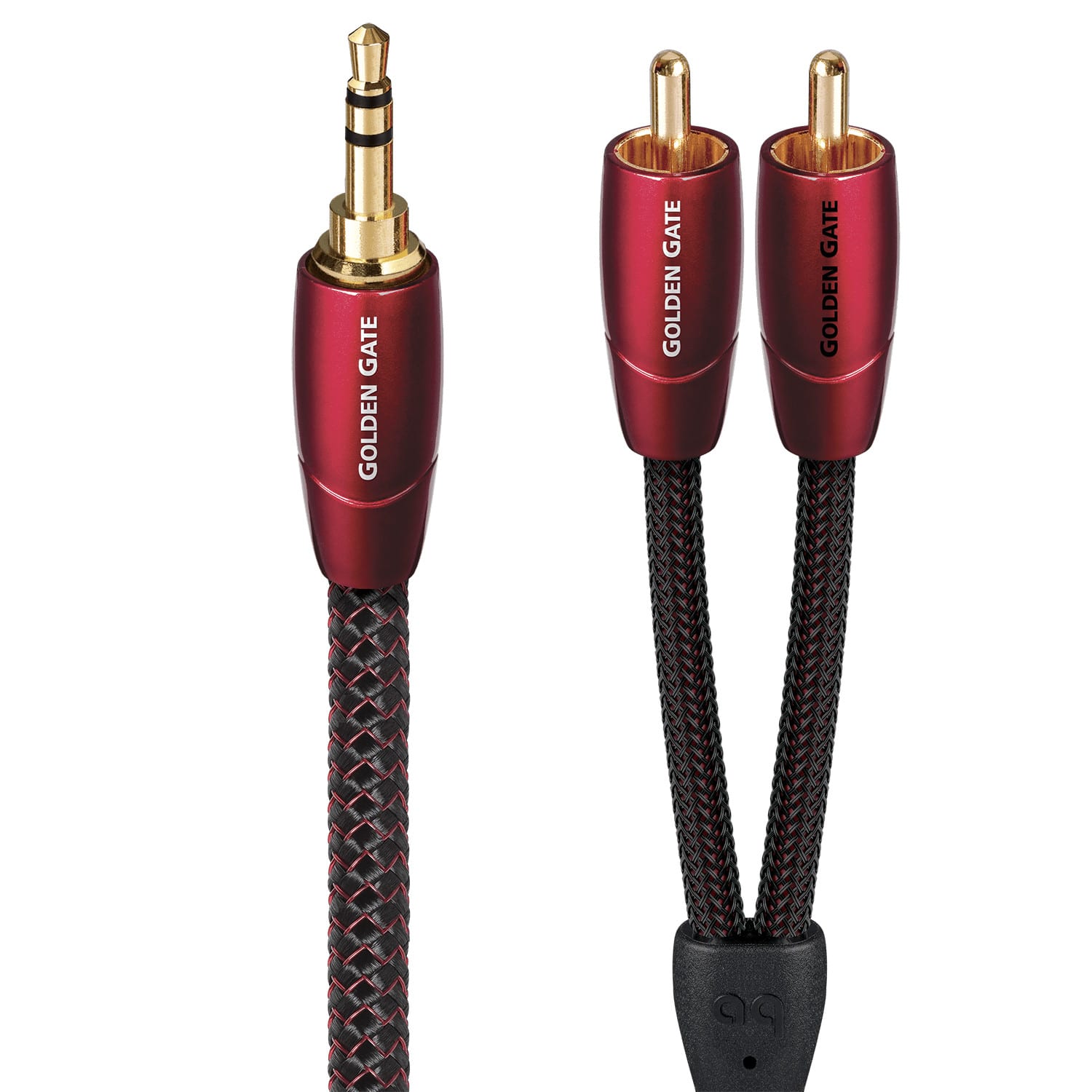 AudioQuest - Golden Gate 3.5mm Mini > RCA 26.3' Analog Audio Interconnect Cable - Red on Black product image