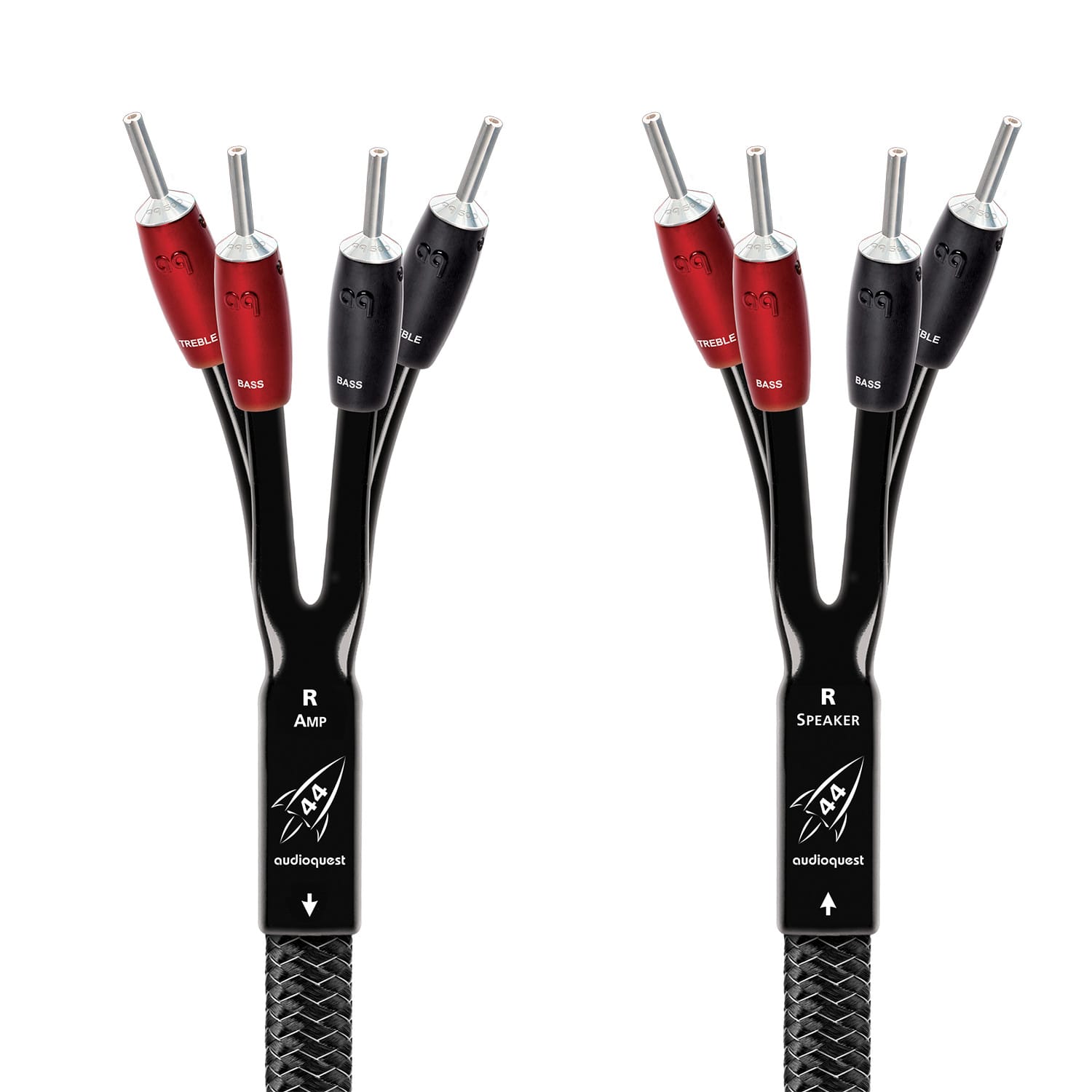 AudioQuest - Rocket 44 12' Single BiAmp Speaker Cable with Banana > Banana - Silver on Black product image