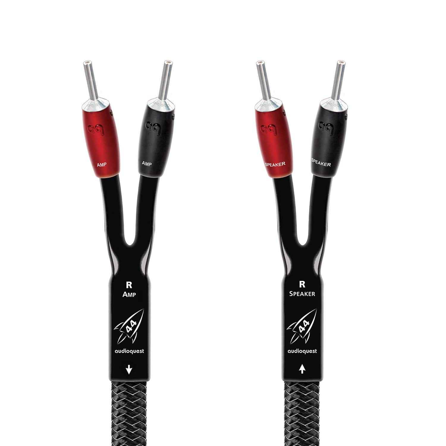 AudioQuest - Rocket 44 8' Speaker Cable with Banana > Banana - Silver on Black product image