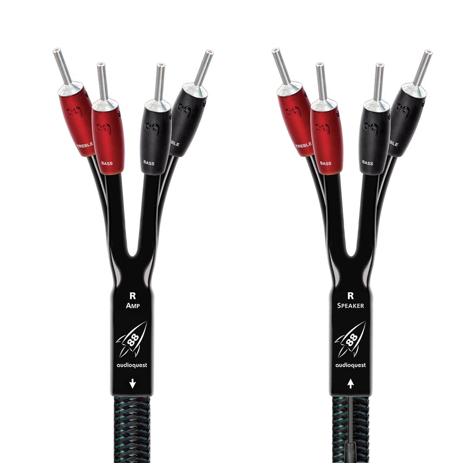 AudioQuest - Rocket 88 10' Single BiAmp Speaker Cable with Banana > Banana - Green on Black product image