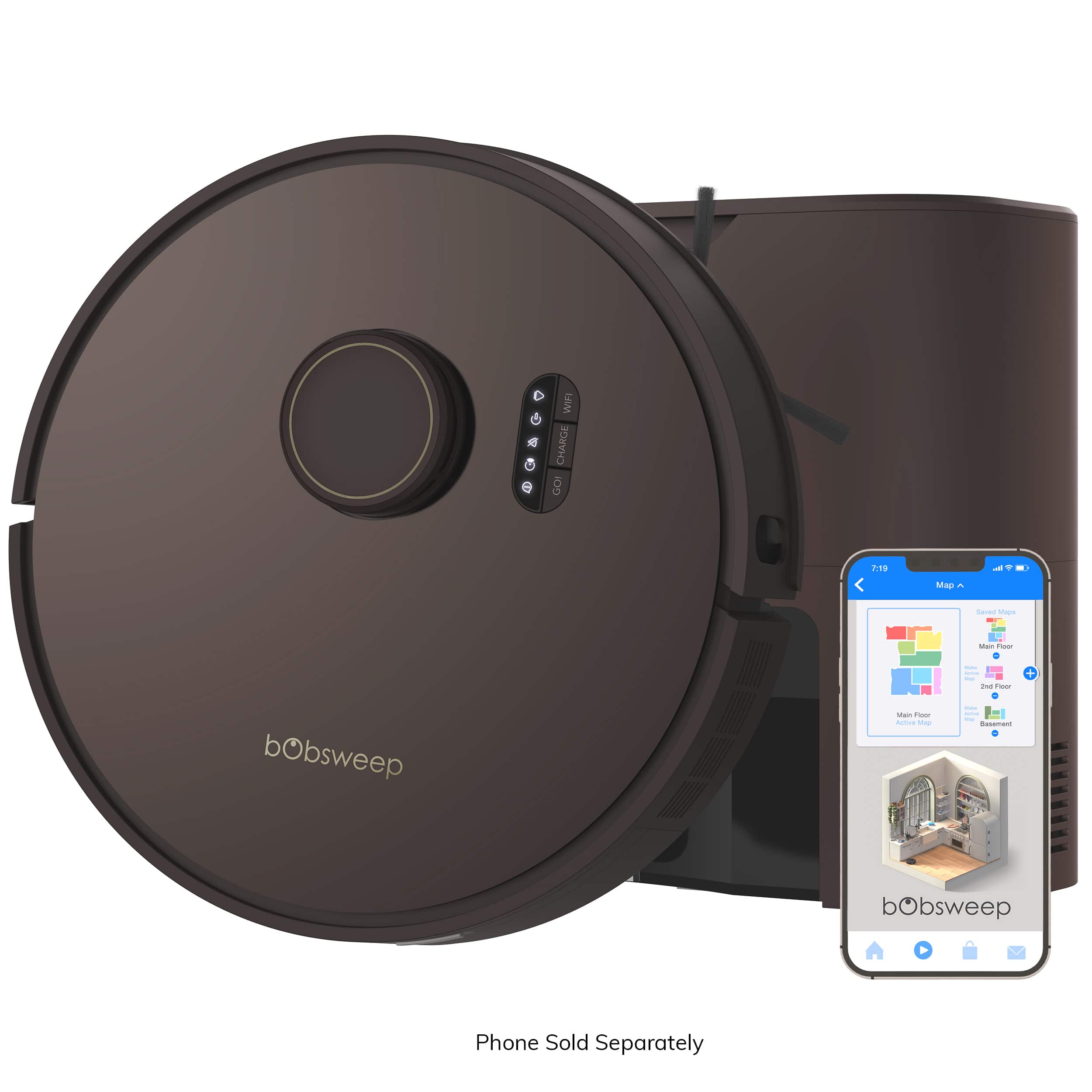 bObsweep - Orb-i Self-Emptying Robot Vacuum Cleaner, with 100-Day Capacity, 5000 pa Suction, & LiDAR Mapping - Blackberry pr…