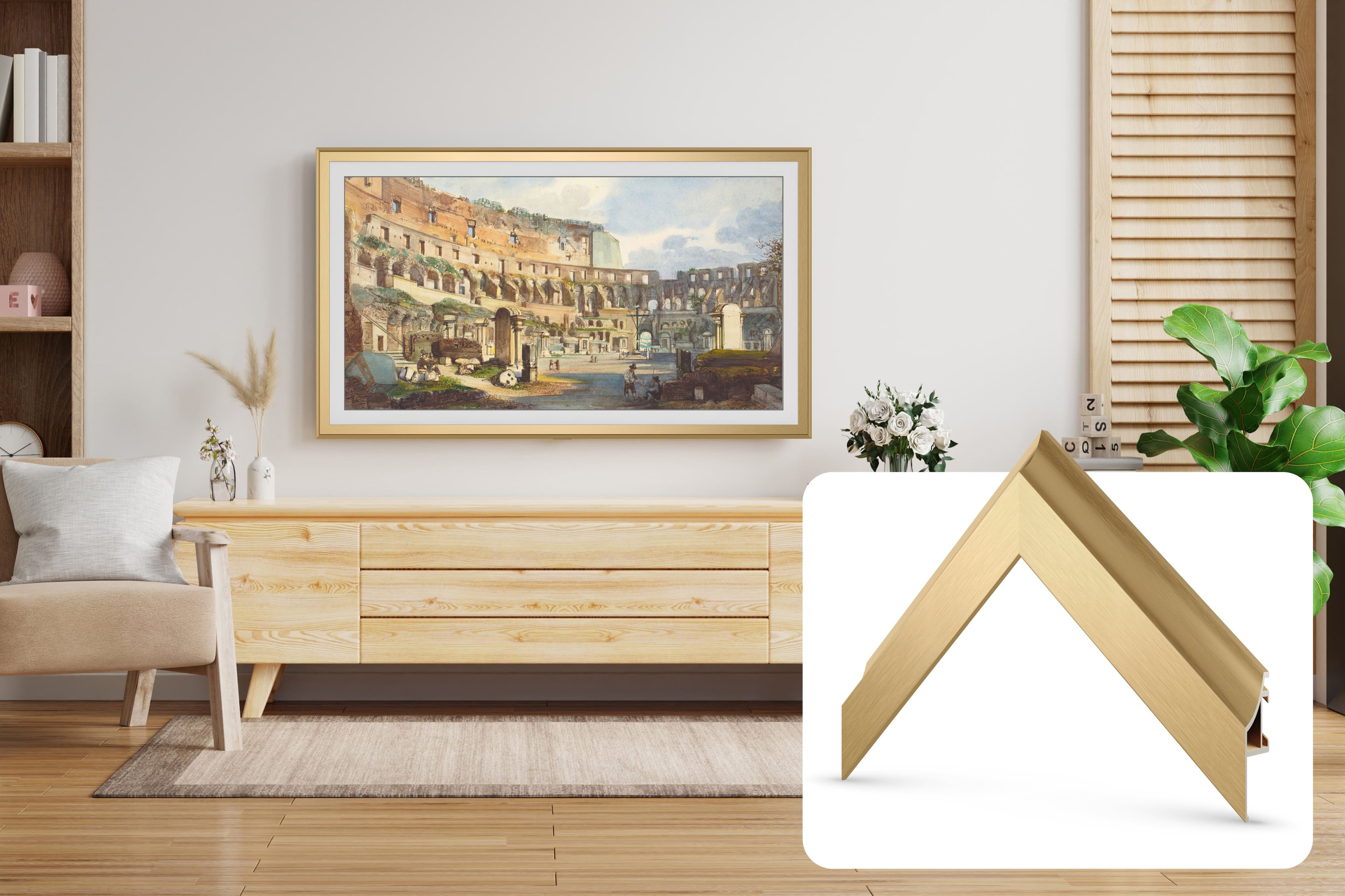 Deco TV Frames - Alloy Scoop Bezel for Samsung The Frame TV - 55" - Pale Gold product image