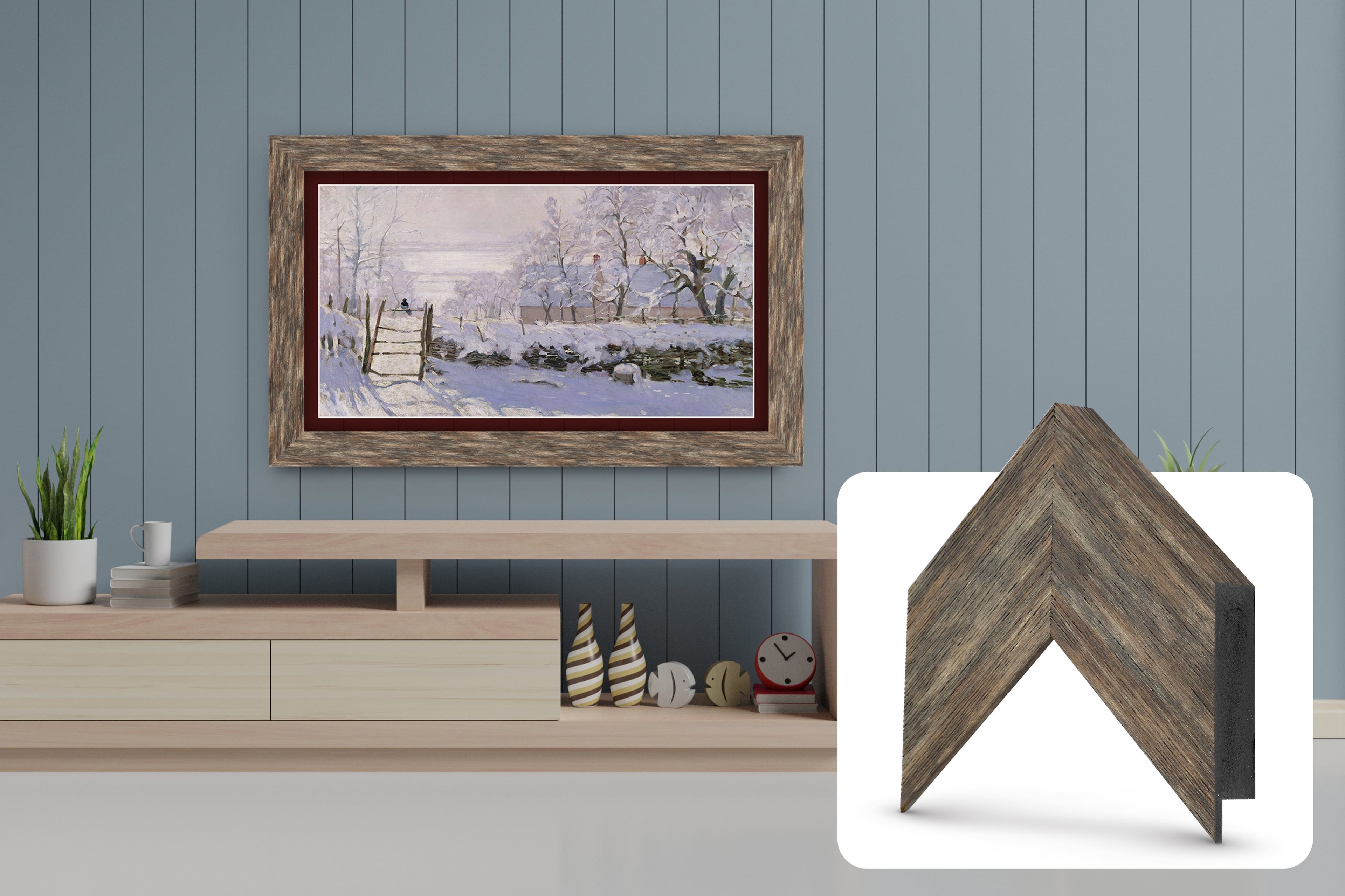 Deco TV Frames - Premiere Bezel for Samsung the Frame TV - 32" - Distressed Barnwood product image