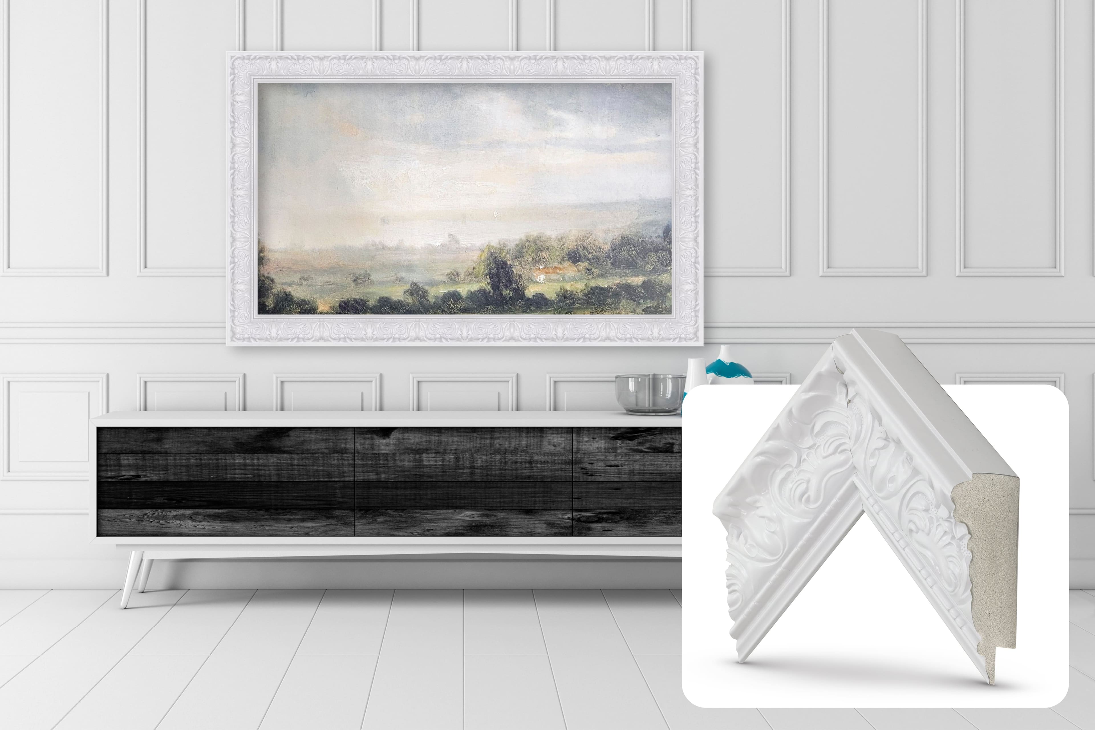 Deco TV Frames - Premiere Bezel for Samsung the Frame TV - 32" - Tuscan Gloss White product image