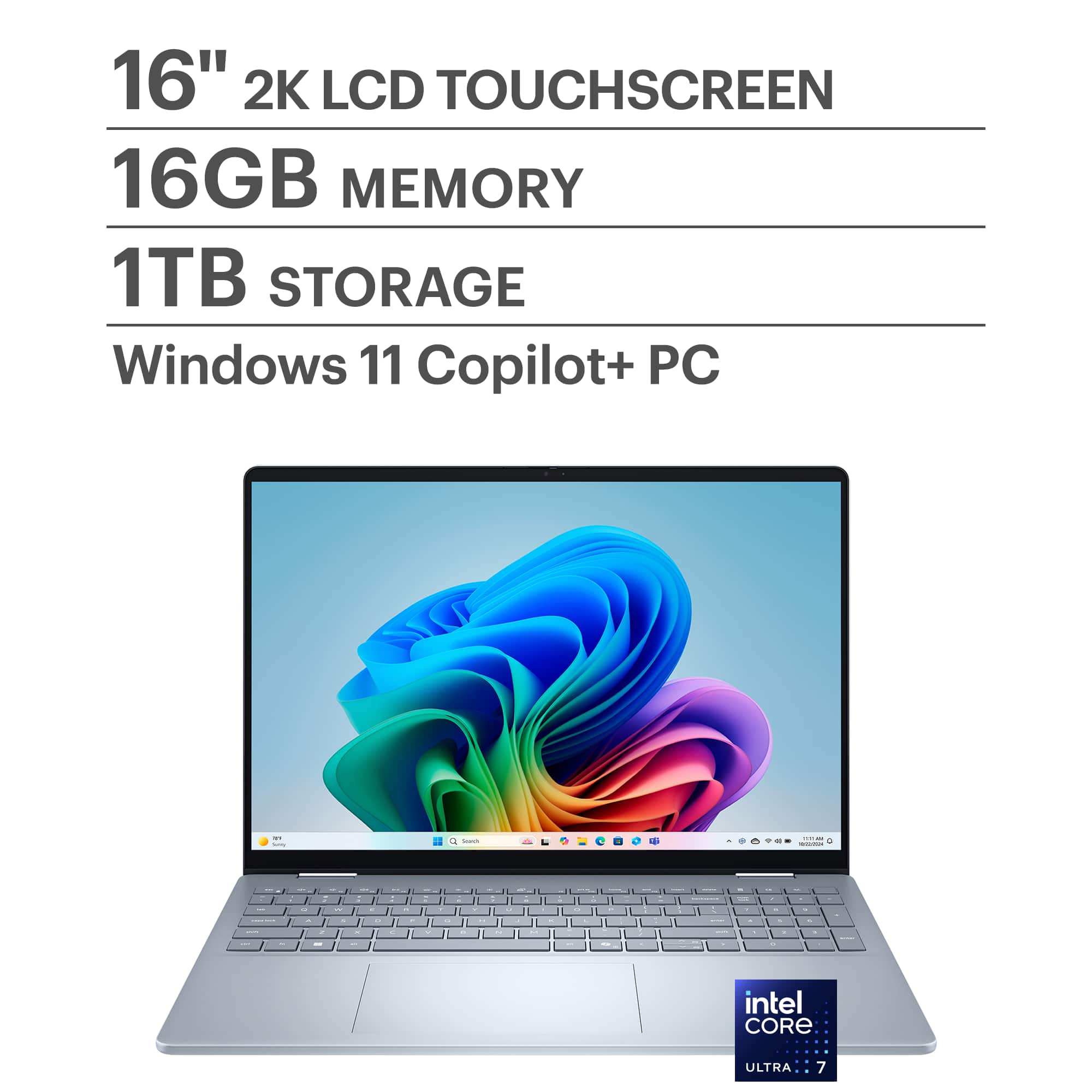 Dell - Plus - Copilot+ PC - 16" 2K 2-in-1 Touchscreen Laptop - Intel Core Ultra 7 256V 2024 - 16GB Memory - 1TB Storage - Ic…