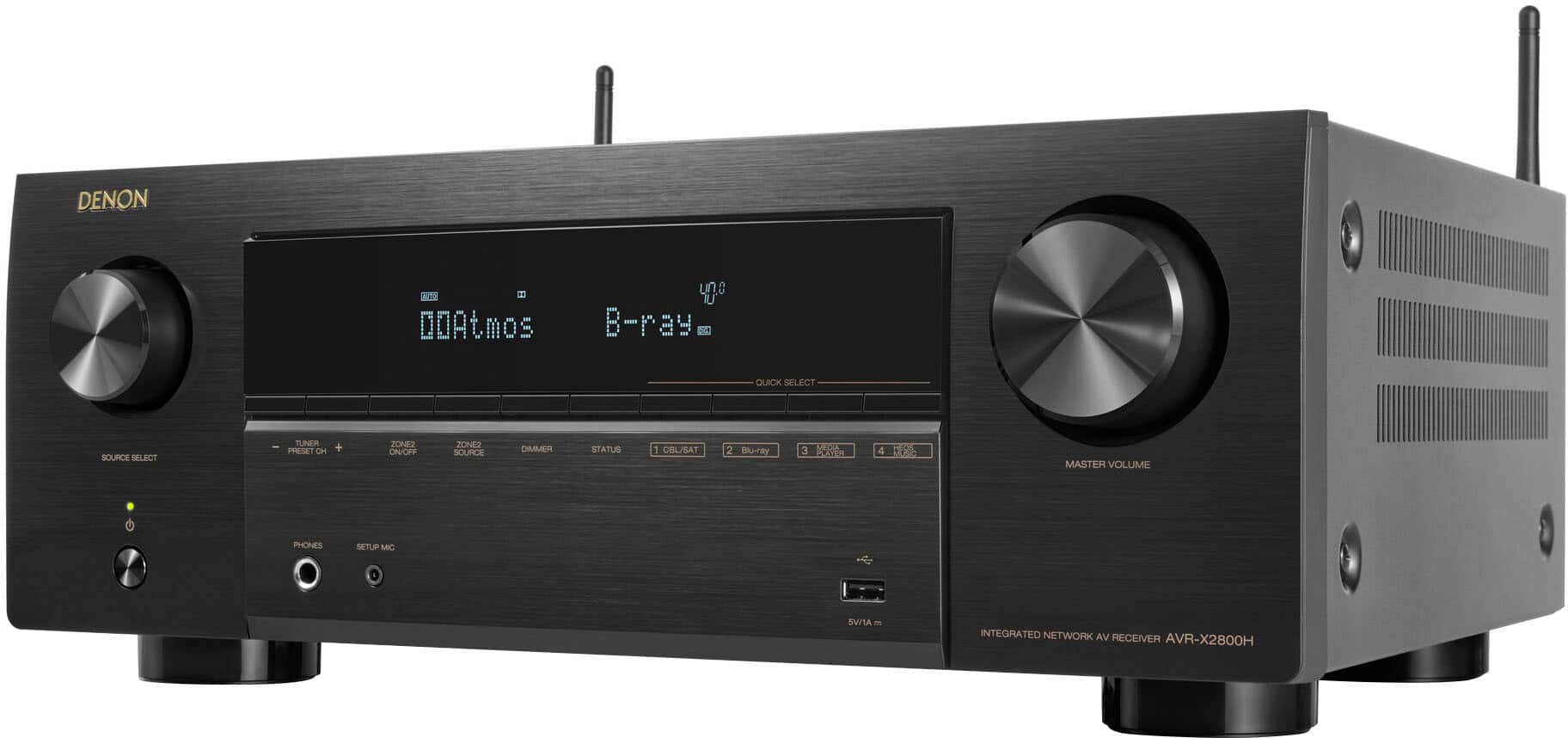 Denon - AVR-X2800H (95W X 7) 7.2-Ch. with HEOS and Dolby Atmos 8K Ultra HD HDR Compatible AV Home Theater Receiver with Alex…