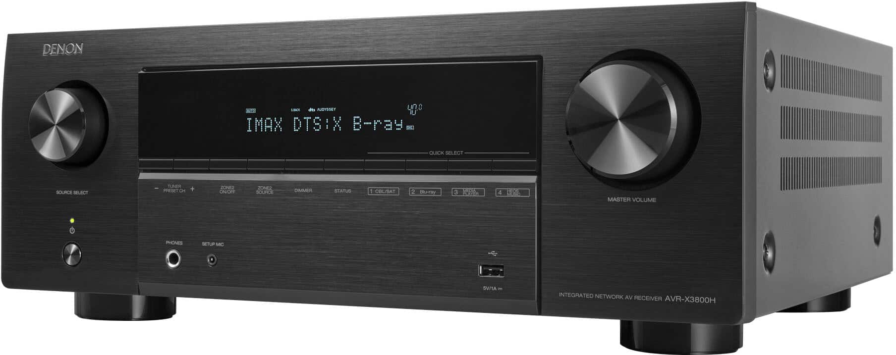 Denon - AVR-X3800H (105W X 9) 9.4-Ch. with HEOS and Dolby Atmos 8K Ultra HD HDR Compatible AV Home Theater Receiver with Ale…
