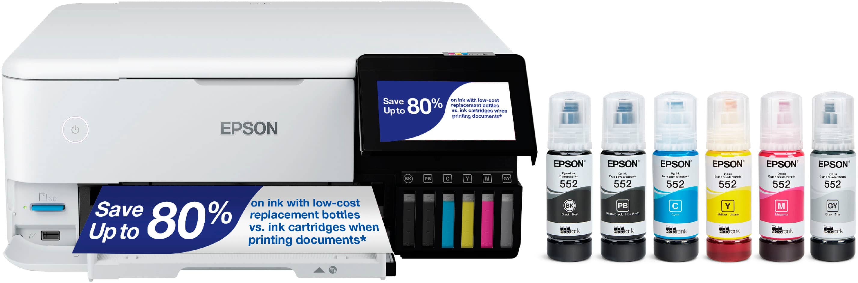 Epson - EcoTank Photo ET-8500 Wireless Color All-in-One Supertank Printer - White product image