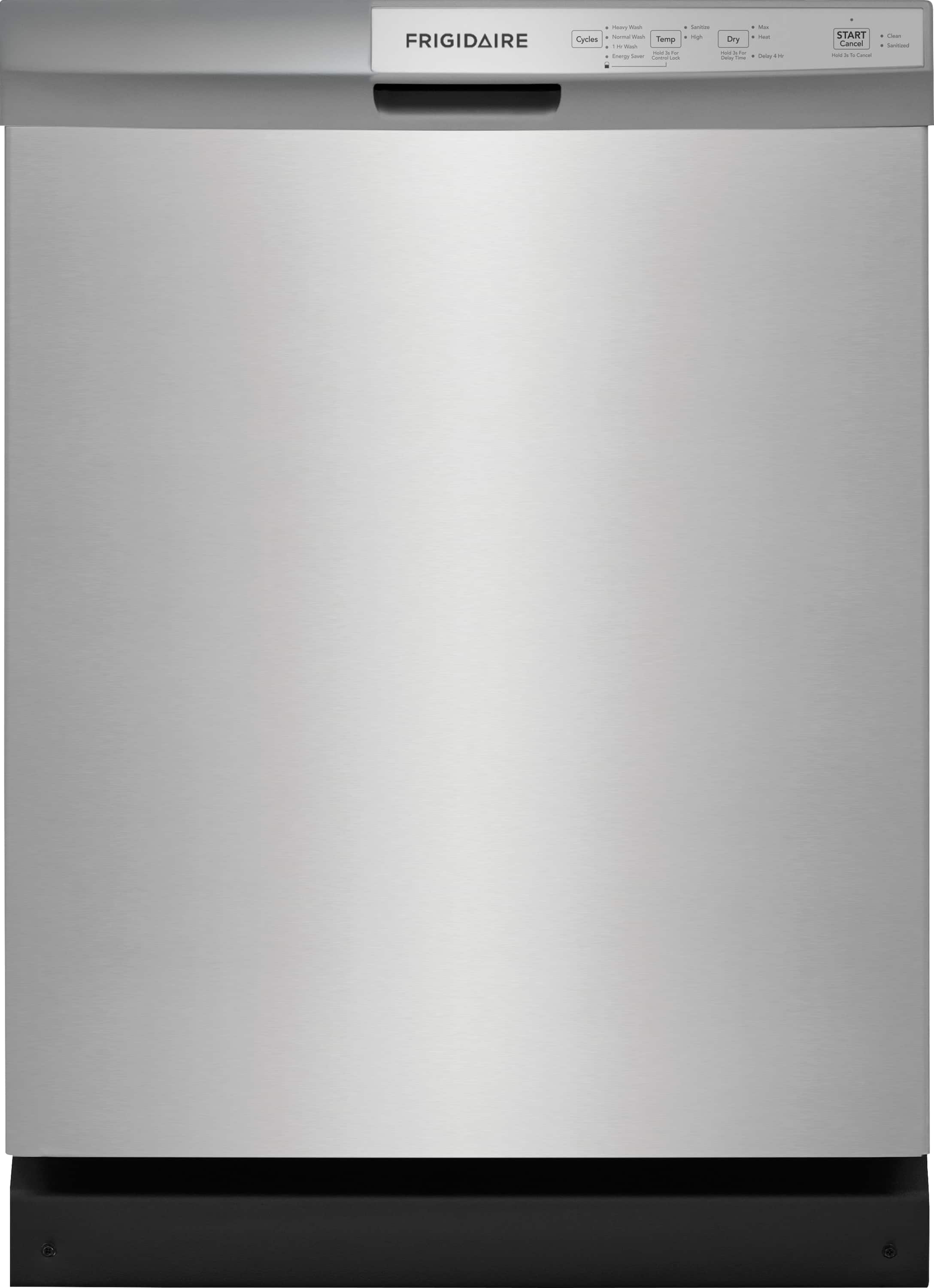 Frigidaire - 24" Front Control Built-In Plastic Tub Dishwasher with DishSense Sensor Technology, 54 dBA - Stainless Steel pr…