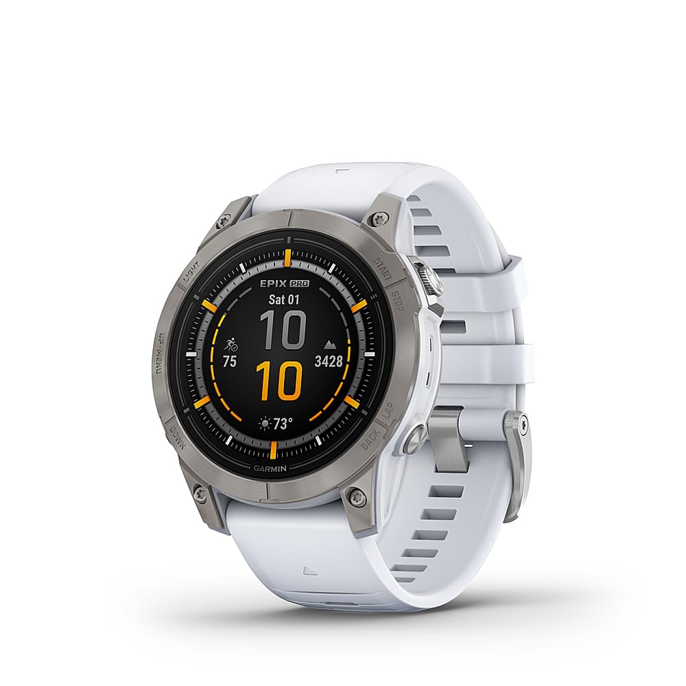 Garmin - epix Pro (Gen 2) Sapphire Edition 47mm Fiber-Reinforced Polymer - Titanium with Whitestone Band - (2024) product im…