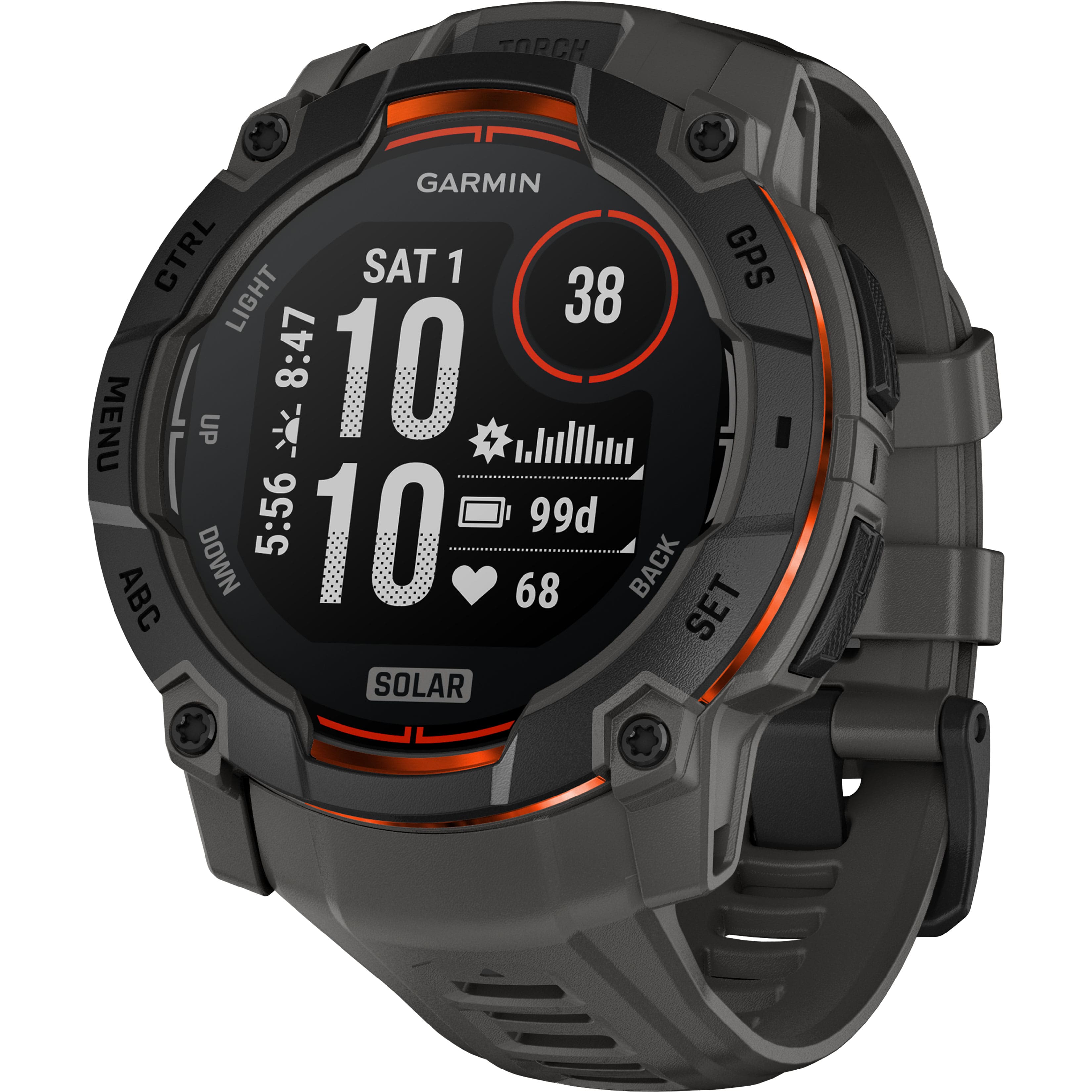 Garmin - Instinct 3 Solar GPS Smartwatch 50 mm Fiber-reinforced Polymer - Black with Charcoal Band - (2025) product image