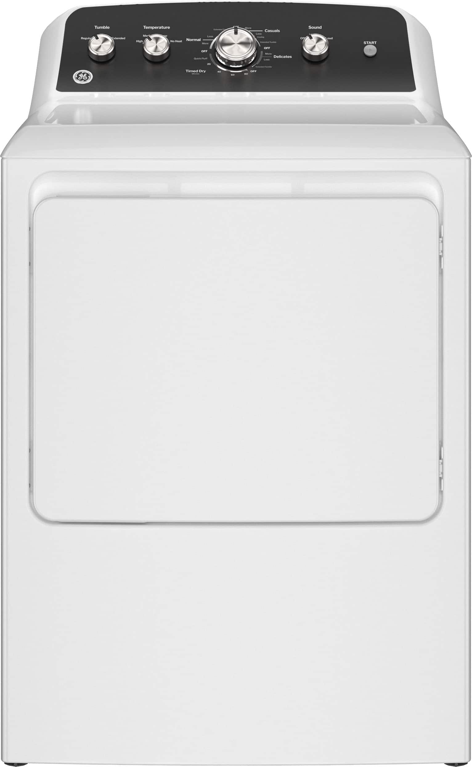GE - 7.2 Cu. Ft. Gas Dryer with Auto Dry - White with Matte Black product image