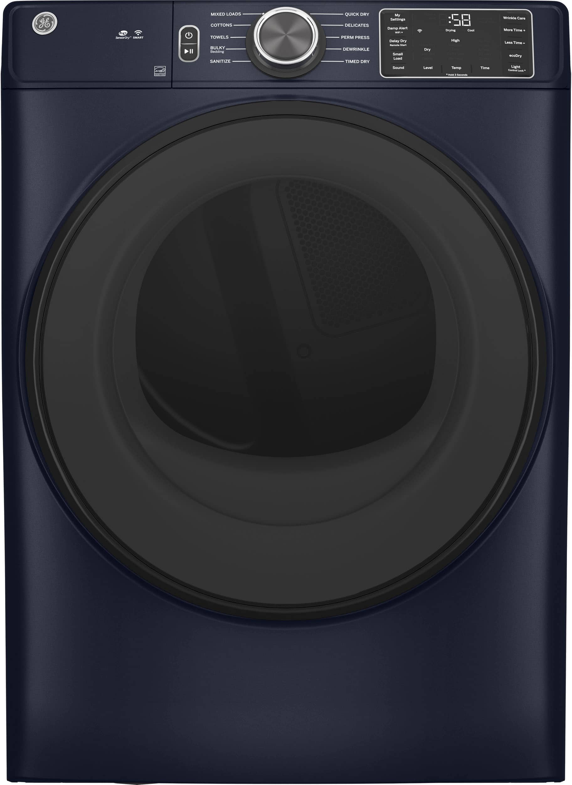 GE - 7.8 Cu. Ft. Stackable Smart Electric Dryer with Sanitize Cycle - Sapphire Blue product image