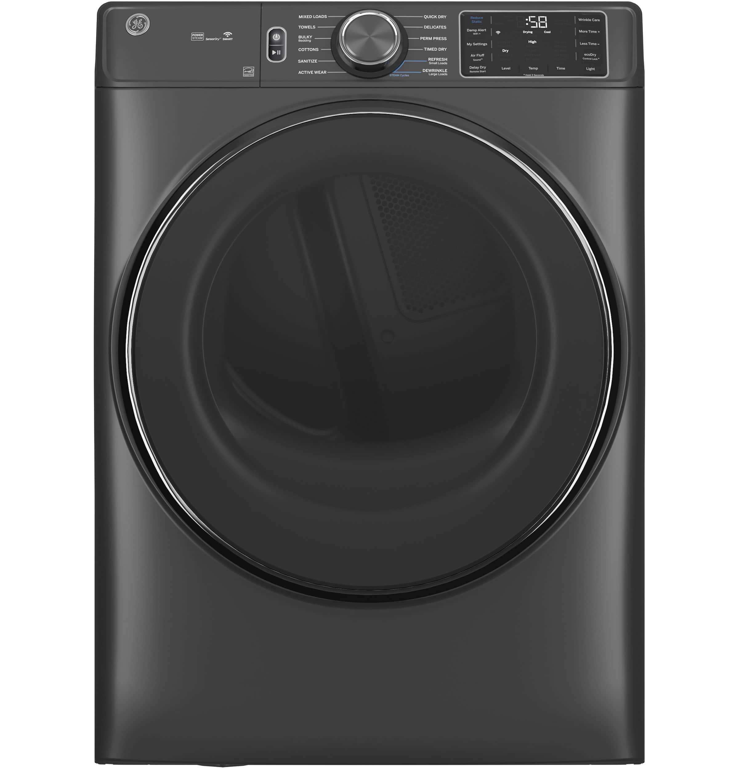 GE - 7.8 Cu. Ft. Stackable Smart Gas Dryer with Steam - Carbon Graphite product image