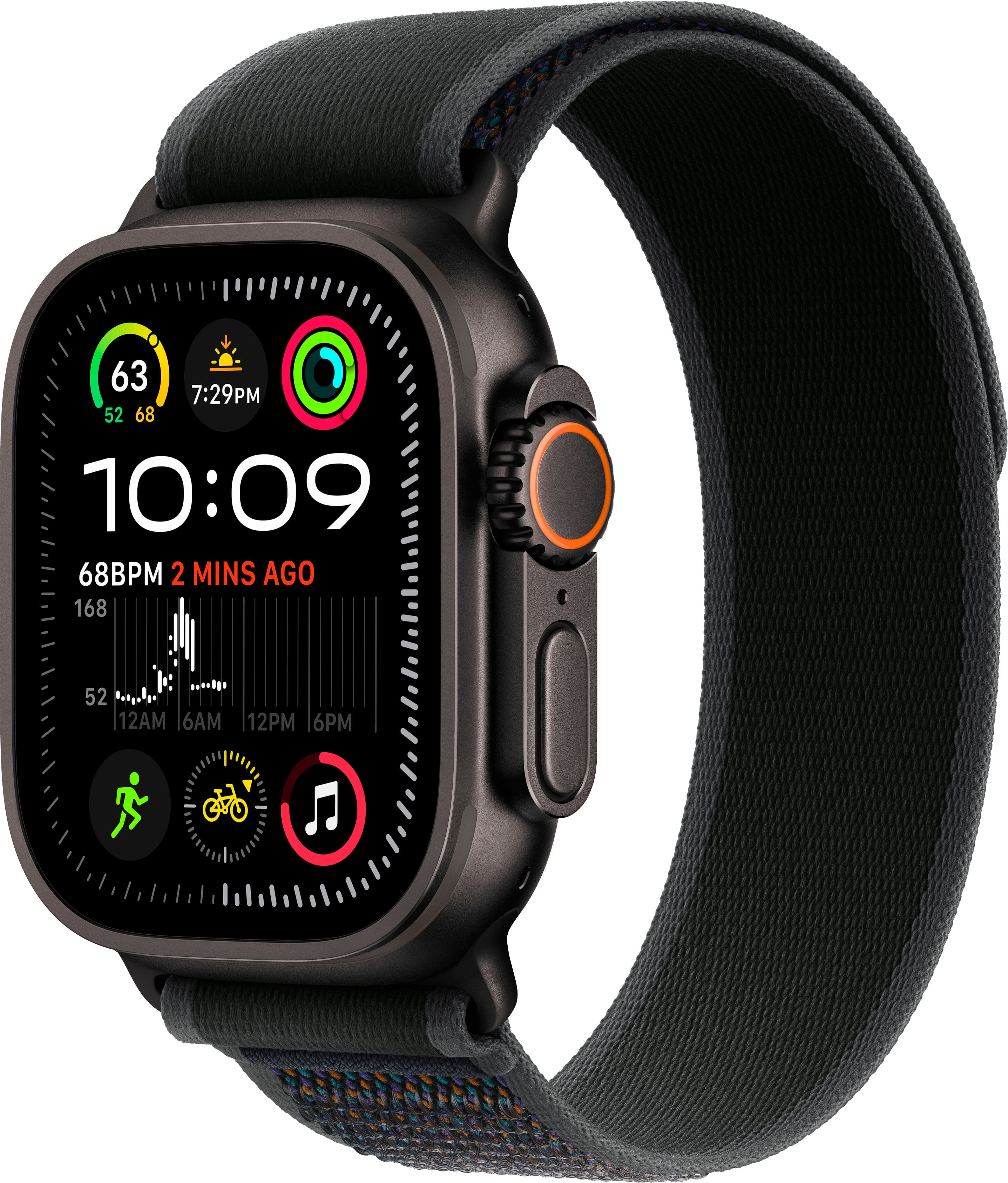 Geek Squad Certified Refurbished Apple Watch Ultra 2 (GPS+Cellular) 49mm Titanium Case with Black Trail Loop - M/L - Black -…