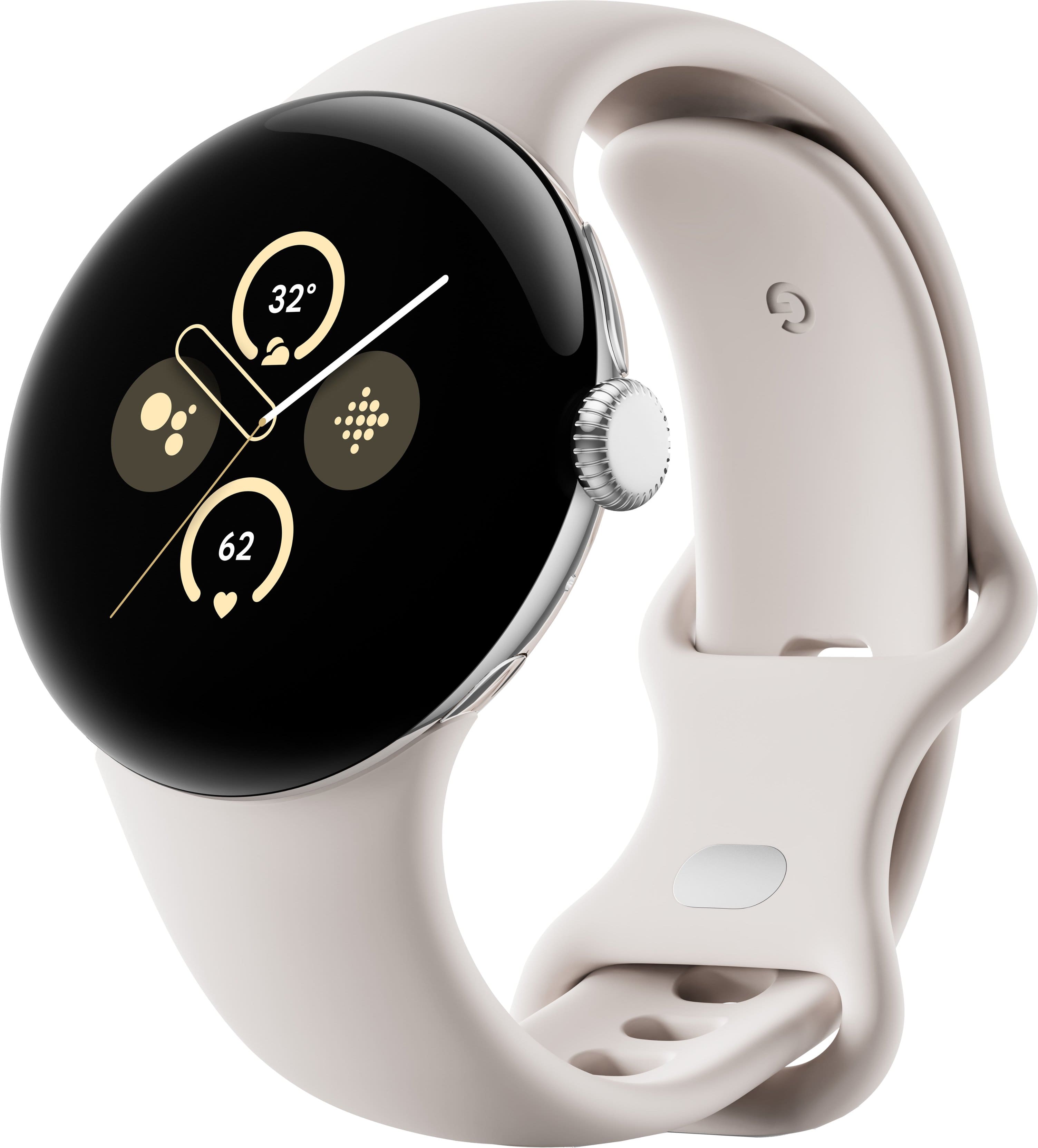 Google - Pixel Watch 2 Polished Silver Aluminum Case Smartwatch with Porcelain Active Band Wi-Fi - Polished Silver - (2017)…