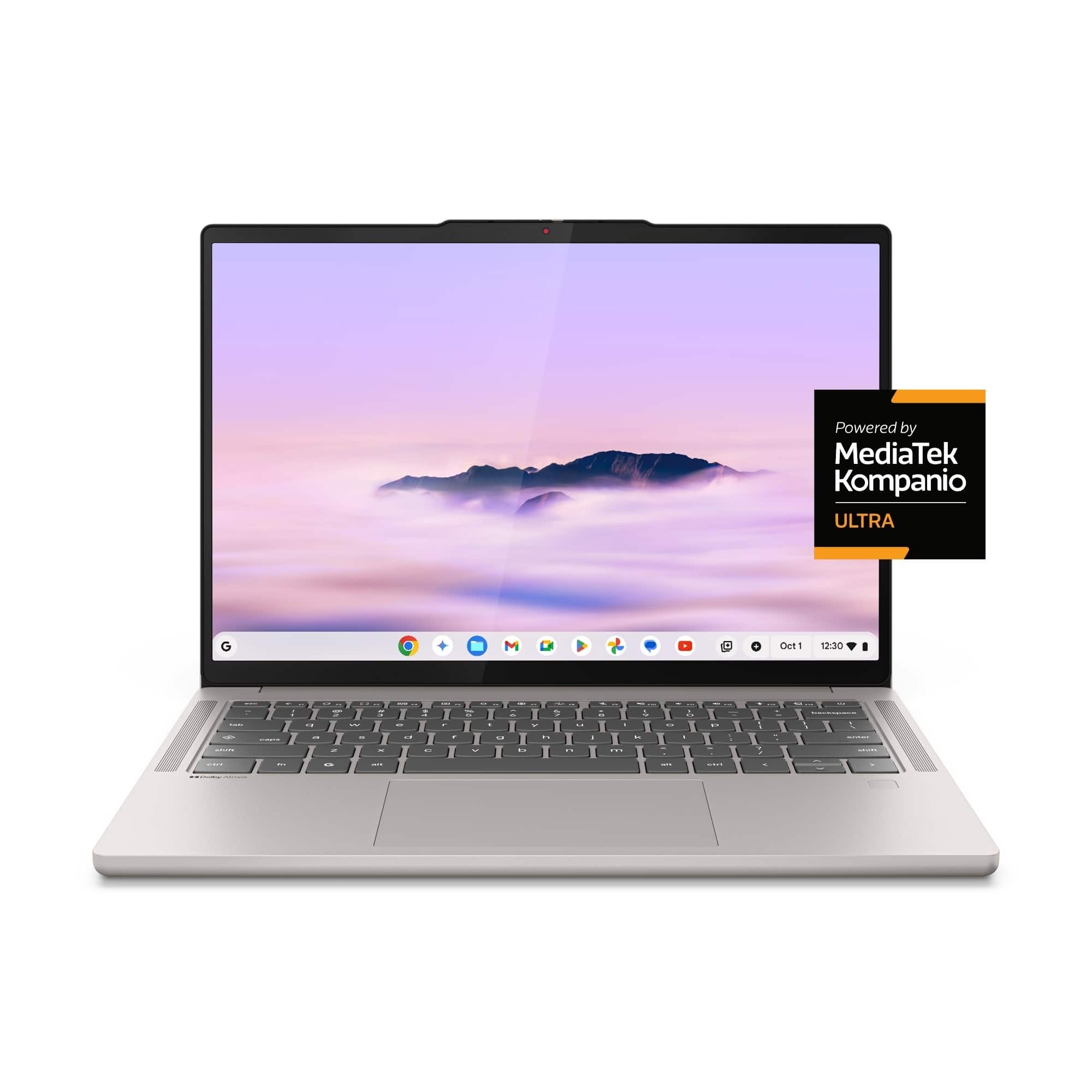Lenovo - Chromebook Plus 14" OLED 2K Touchscreen Laptop with Gemini - MediaTek Kompanio Ultra 910 - 16GB Memory - 256GB UFS…