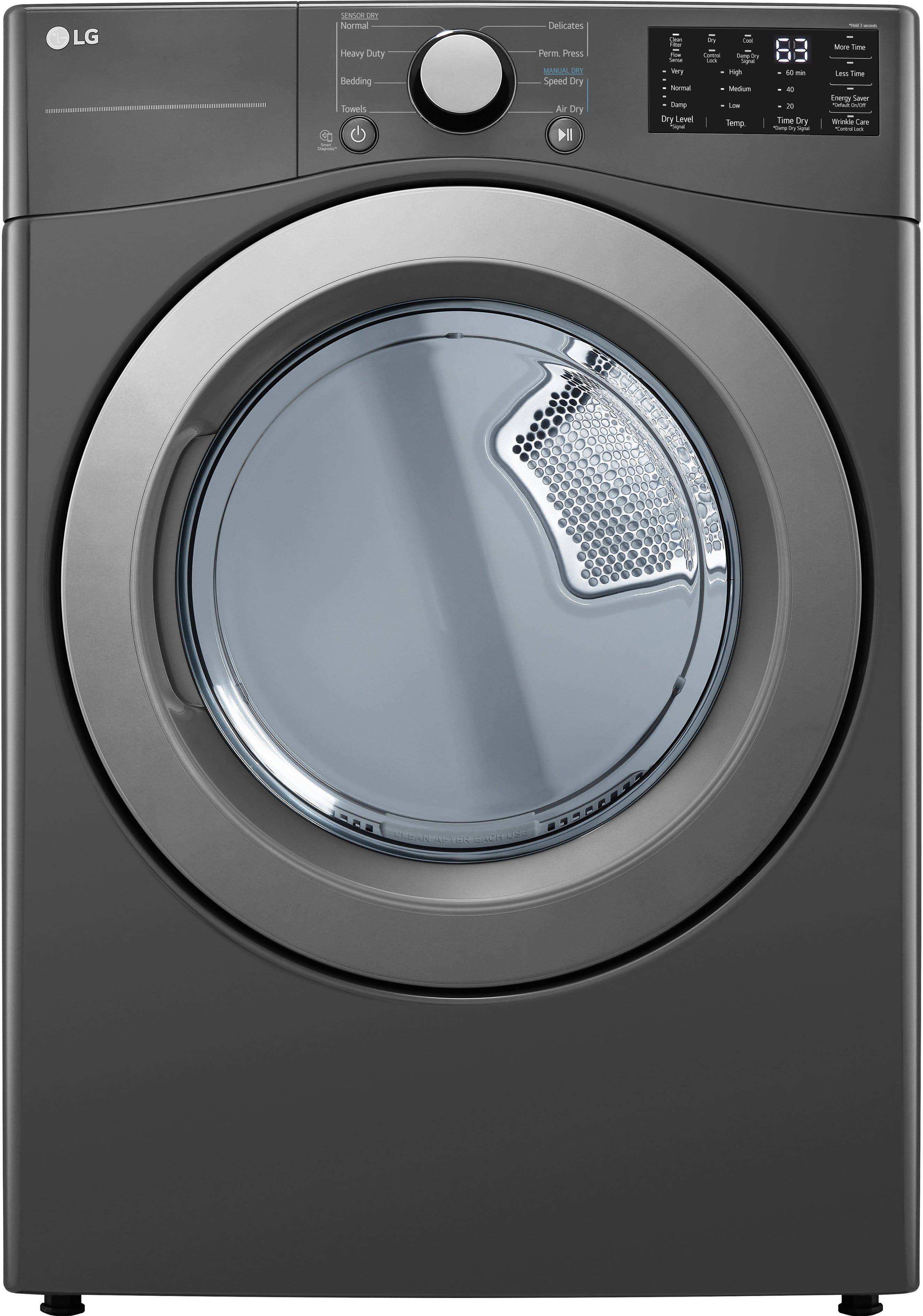 LG - 7.4 Cu. Ft. Stackable Electric Dryer with Wrinkle Care - Middle Black product image