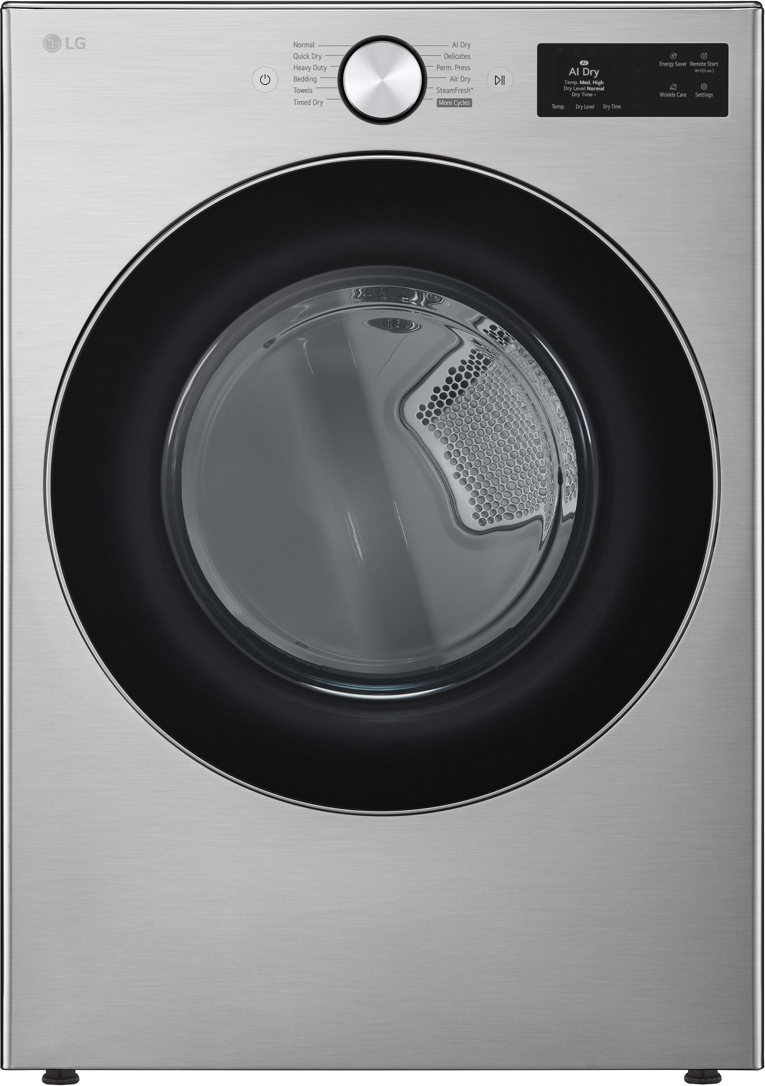 LG - 7.4 Cu. Ft. Stackable Smart Electric Dryer with Steam and AI Sensor Dry - Graphite Steel product image