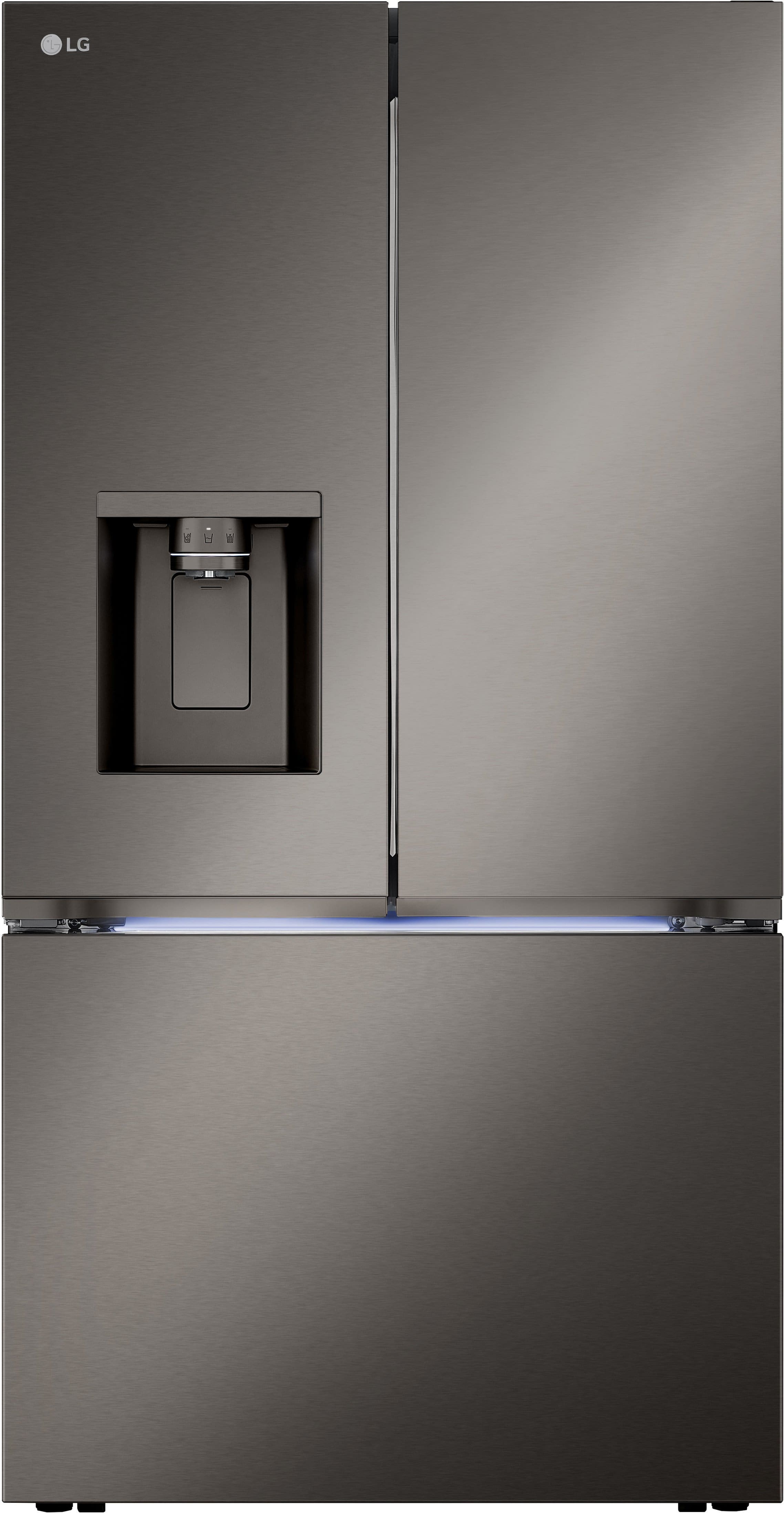 LG - Counter-Depth MAX 25.5 Cu. Ft. French Door Smart Refrigerator with Four Kinds of Ice - Black Stainless Steel product im…