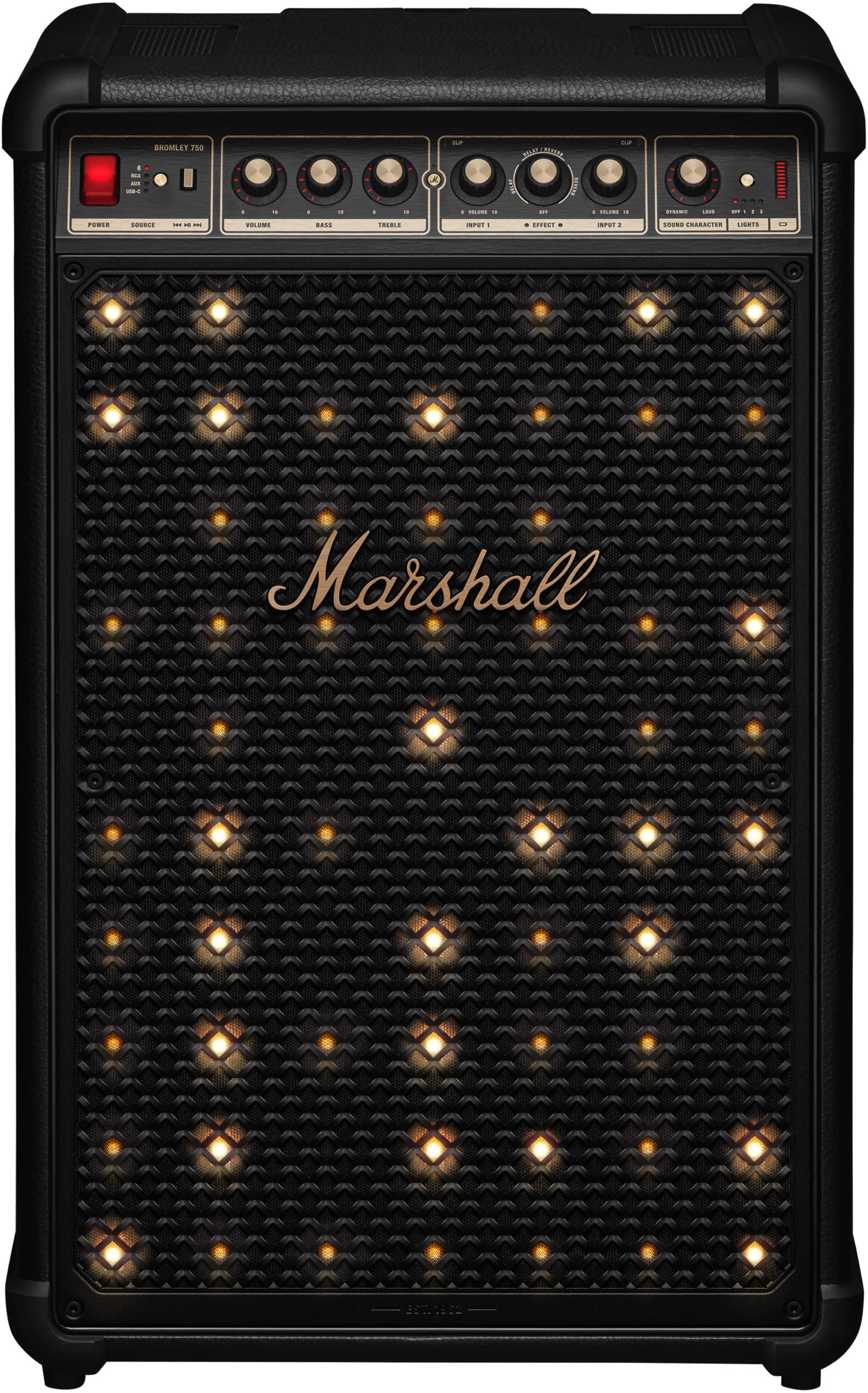 Marshall - Bromley 750 Portable Wireless Party Speaker with Bluetooth / 3.5 mm Auxiliary / RCA / Microphone Inputs and LED L…