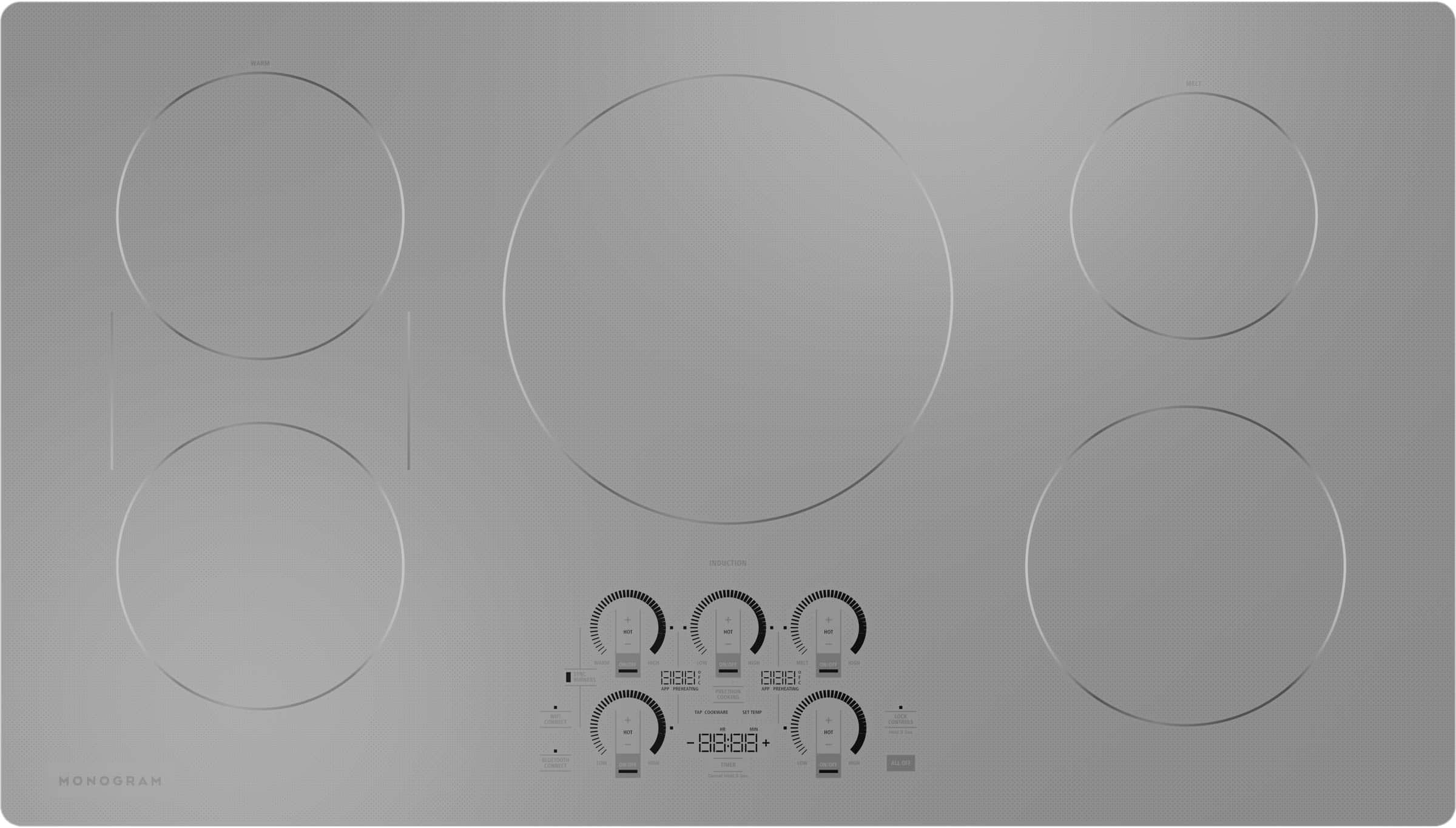 Monogram - 36" Built-In Induction Cooktop with 5 Induction Cooking Elements and Precision Temperature Control - Silver produ…