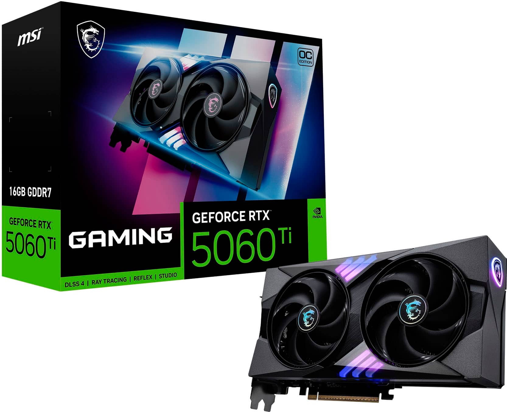 MSI - NVIDIA GeForce RTX 5060 Ti 16G GAMING OC 16GB GDDR7 PCI Express Gen 5 Graphics Card - Black product image