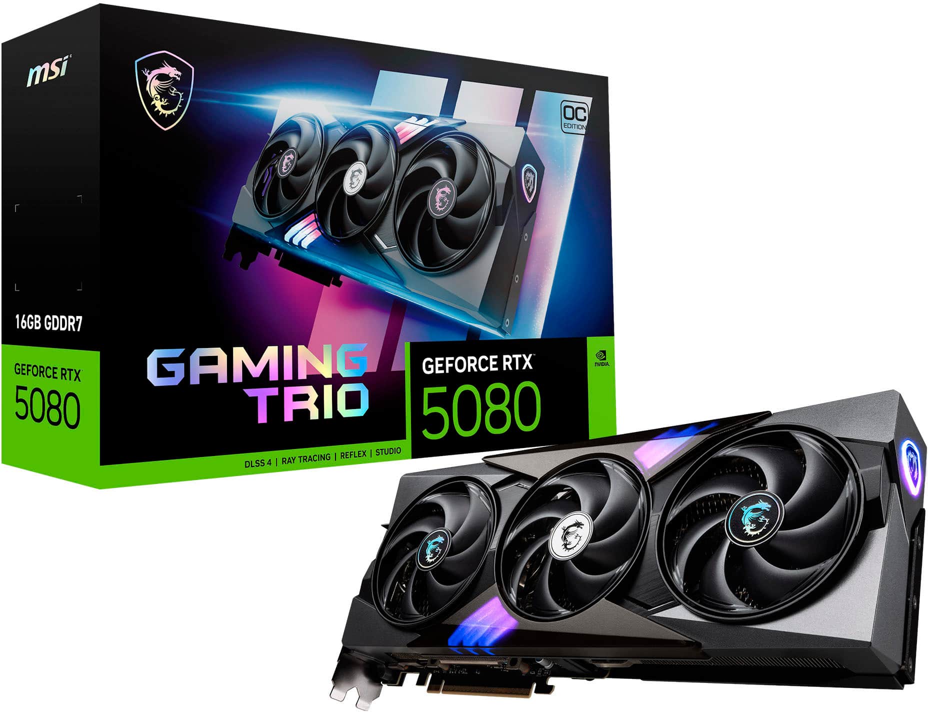 MSI - NVIDIA GeForce RTX 5080 16G GAMING TRIO OC 16GB GDDR7 PCI Express Gen 5 Graphics Card - Black product image