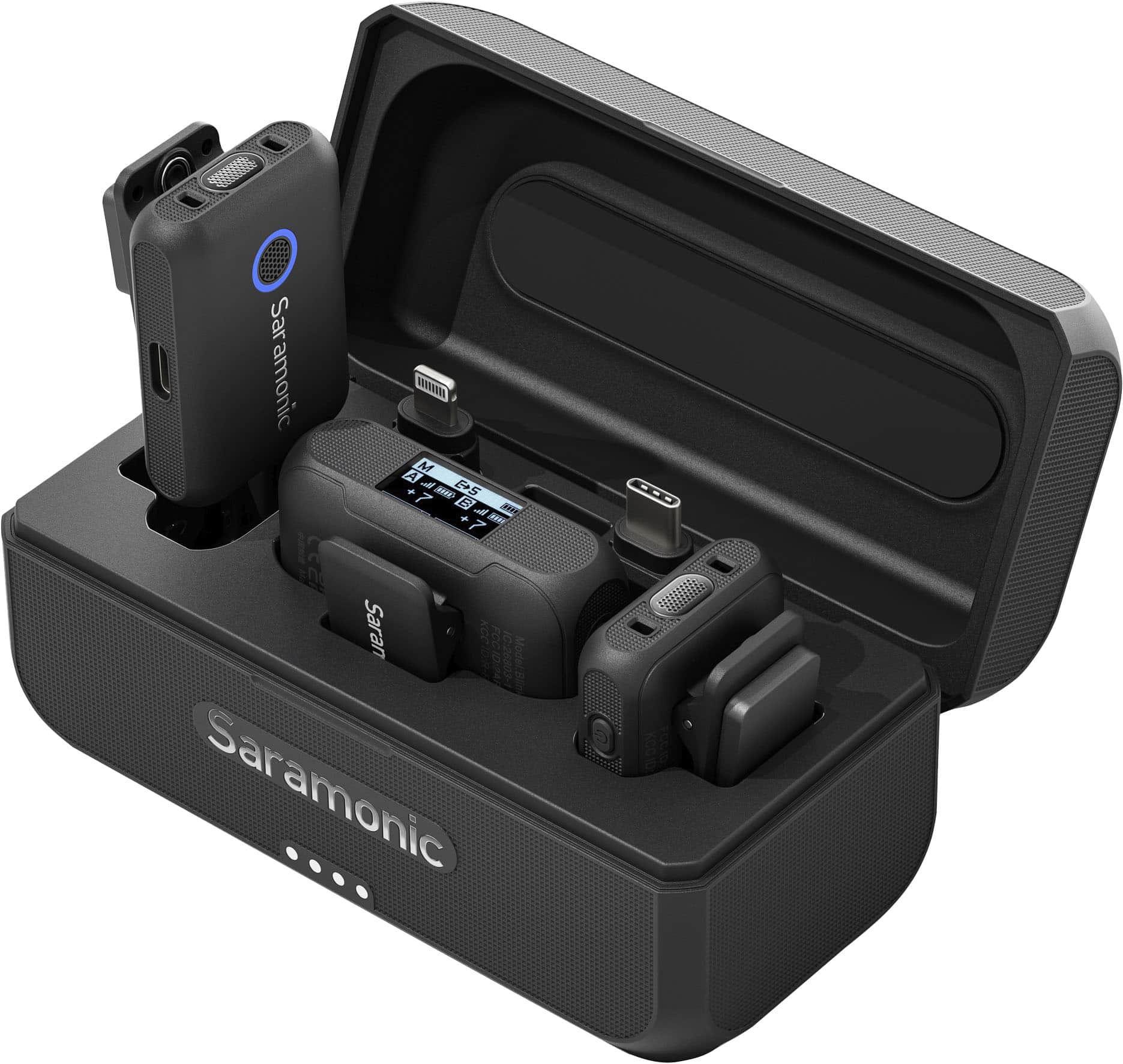 Saramonic - Blink 500 B2+ 2-Person Wireless Mic System w/ Device Mount Receiver 3.5mm, USB-C & Lightning Outs - Black produc…