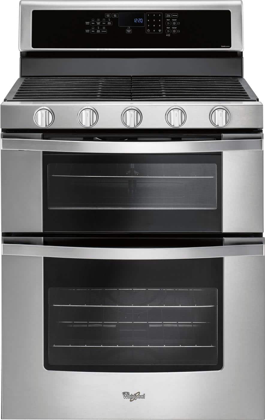 Whirlpool - 6.0 Cu. Ft. Self-Cleaning Freestanding Double Oven Gas Convection Range - Black product image
